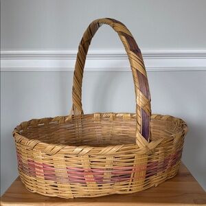 Vintage Mid-Century Mexican Wicker Easter Bonnet Basket for Gathering / Display